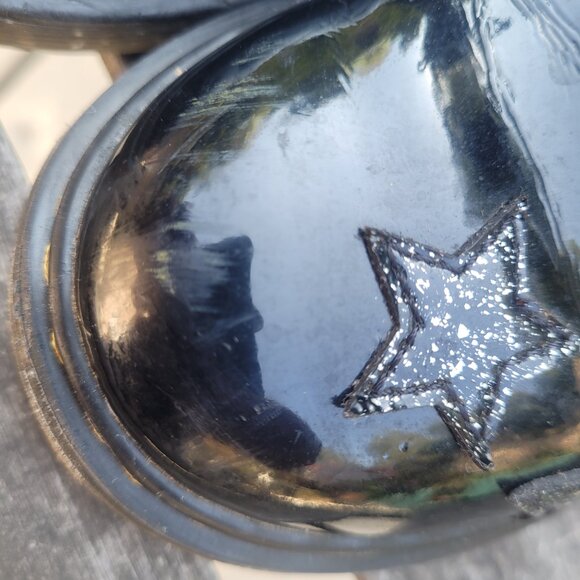 Kids Dr. Martens 1460 Black Patent leather Star Glitter Lace up boots Size 3 US - Picture 9 of 12